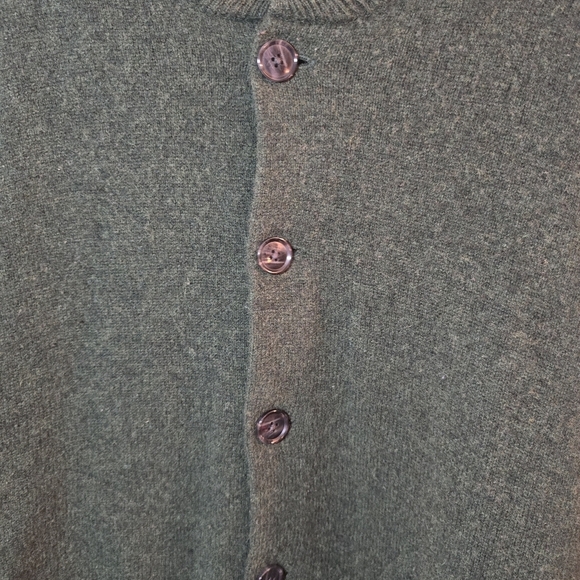 J. Crew Factory Men's Lambswool Bomber Sweater Olive Green Button Front Cardigan - Picture 4 of 6